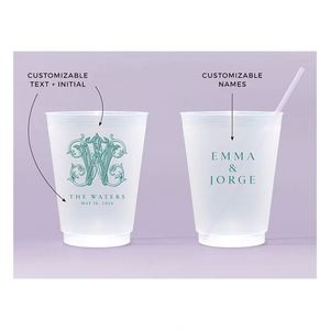 Vasos de Plástico Flexibles Personalizados de 10 Oz, Románticos, Reutilizables, Resistentes a los Golpes, para Playa, Recuerdos de Boda - Product Image 4