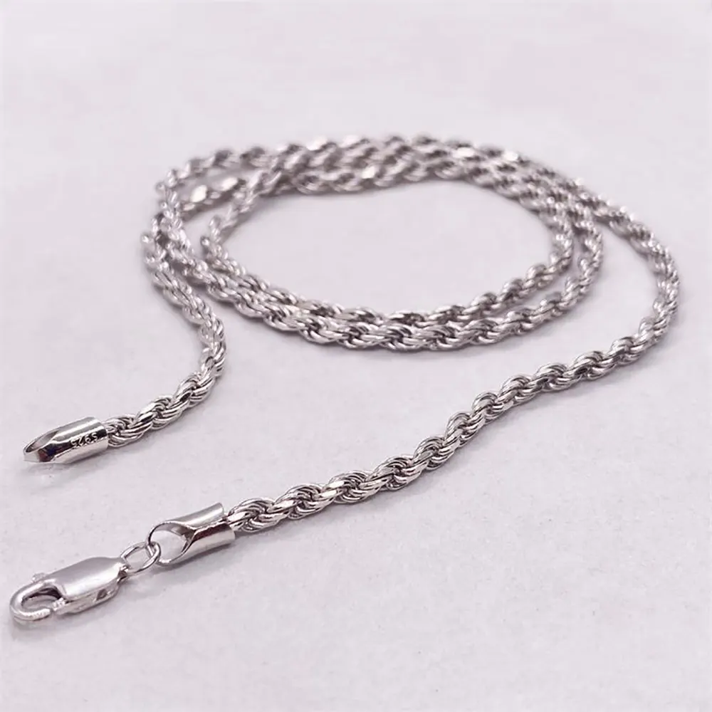 NUOYA 3MM Männer Frauen Silber Seil Kette Schmuck Sterling Silber 925 Twist Rope Chain Halskette