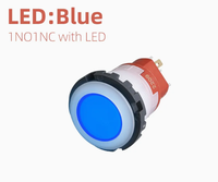 Interrupteur à bouton-poussoir LED en plastique HBAN 22 mm 10A 440V 1NO1NC Momentané/Verrouillable IP67 à bornes à broches pour contrôle industriel électronique