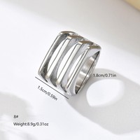 Geometrische Breite Ringe, Modische Nicht Anlaufende Edelstahl-Statement-Ringe, PVD-Vergoldete Mehrschichtige Ringe für Damen und Herren
