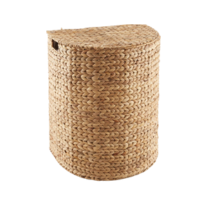 ตะกร้าผ้า Ecoka ทำจากผักตบชวา พร้อมฝาปิด ดีไซน์ทันสมัย ทรงครึ่งวงกลม พร้อมซับในผ้าฝ้าย สำหรับบ้านและรีสอร์ทสมัยใหม่ - Product Image 1