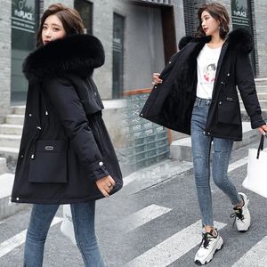 <span class=keywords><strong>Parka</strong></span> à <span class=keywords><strong>capuche</strong></span> épaisse en velours pour femmes, coupe slim <span class=keywords><strong>avec</strong></span> grand col en fourrure, veste d'extérieur automne-hiver pour femmes J0215-1 - Product Image 2