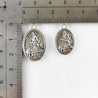Pendentif en métal double face en argent vieilli, médaille catholique Saint Michel et Ange Gardien, pour la fabrication de colliers de chapelet et de bijoux
