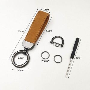 Custom Personalize Logo Anti-Lost Car Leather Keychain with Buckle Ring PU Leather Carabiner Keyring Key Fob Metal Stamped Blank - Product Image 3