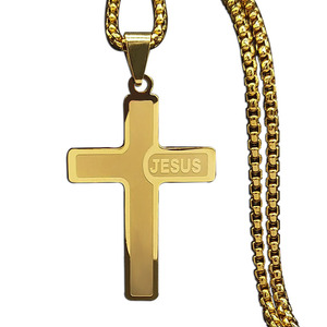 Alta Qualidade Aço Titânio Cruz Pingente Corrente Colar Christian Jesus Cruz Crucifixo Colar De Aço Inoxidável Homens Jóias - Product Image 2