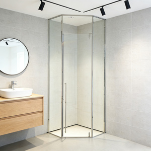 Cabina de <span class=keywords><strong>Ducha</strong></span> BEJOY con Puerta Abatible de Vidrio Templado Transparente de 8mm, Marco de Acero Inoxidable, Diseño Neo Angular - Product Image 2