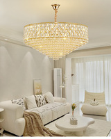 Lustre contemporain de luxe à LED, forme ovale, en fer, avec accents en cristal, hauteur réglable, pour salle à manger, chambre à coucher