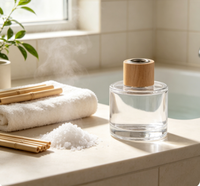 DY-C-125 DYEAH 30ml/50ml Vente en gros de diffuseurs en verre ronds avec couvercle en bois naturel, flacon vide pour parfum, pour l'aromathérapie