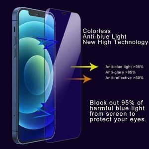 ฟิล์มกระจกนิรภัยกันรอยขีดข่วน ป้องกันแสงสีฟ้า ความคมชัดระดับ HD 9H 2.5D สำหรับ <span class=keywords><strong>iPhone</strong></span> 12 13 14 15 16 17 Pro Max - Product Image 1
