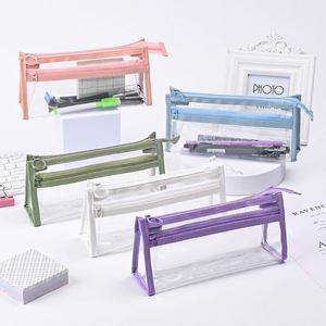 กล่องดินสอใสแบบ PVC สำหรับนักเรียน รุ่น F0718B ใช้ในโรงเรียน/สำนักงาน ความจุเยอะ ดีไซน์เรียบง่าย ทันสมัย กันน้ำ - Product Image 1