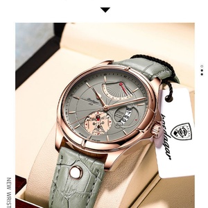 Montre homme POEDAGAR, mode, luxe, sport, montre-bracelet homme, étanche, lumineuse, cuir, date, quartz, avec boîte. - Product Image 5