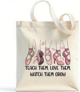 Borsa tote in tela per insegnanti di danza con stampa ispiratrice, borsa a tracolla riutilizzabile per la spesa, regali di apprezzamento per gli <span class=keywords><strong>educatori</strong></span> - Product Image 1