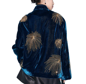 High Quality Luxury Loose Fit Outerwear Women's Velvet Tang <strong>Jacket</strong>, Embroidery Mandarin Collar New Chinese Style Streetwear Coat - Product Image 2