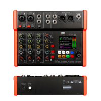 Console de mixage audio professionnelle 4 canaux avec carte son Bluetooth USB OTG, écran 2,4 pouces, console de mixage DJ pour diffusion en direct et enregistrement