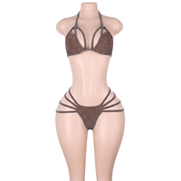 Ensemble de lingerie sexy en fil argenté scintillant, deux pièces, vêtements de pole dance, ensembles de festival, vêtements de club, ensemble de tenues