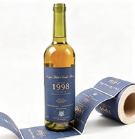 Étiquettes autocollantes personnalisées pour bouteilles de vin en feuille d'or imperméable, autocollants en rouleau auto-adhésifs avec logo de taille personnalisée pour l'emballage de spiritueux