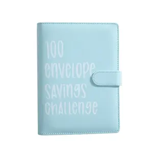 Hot sale Macaron Planner Binder 6 rings A5 Pu Leather Budget Binder Notebook 100 envelope saving challenge