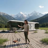 STAR CABIN Cabine Apple préfabriquée en acier futuriste sur roues, Pod de jardin mobile entièrement équipé, Bureau portable, Maison de jardin