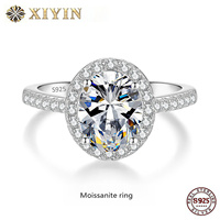 Bague de fiançailles et d'éternité de luxe en or fin plaqué, sertie de moissanite taillée certifiée GRA, micro-pavé halo VVS, pour femme