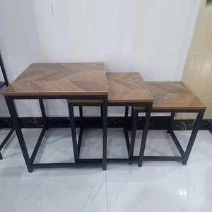 <span class=keywords><strong>Table</strong></span> <span class=keywords><strong>basse</strong></span> confortable et minimaliste en bois et métal, couleur crème, sur pieds, mobile, à double cercle, pour balcon - Product Image 4