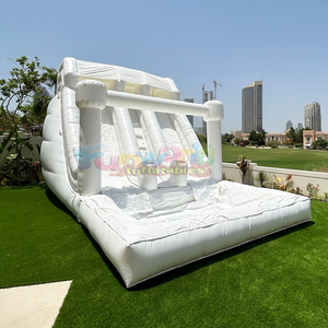 Large outdoor kids commercial bounce house combo dual lane white inflatable water <b>slide</b> with splash <b>pool</b> - Product Image 3