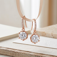 Anting-anting gantung wanita model hati, bunga salju, dan bunga dengan batu moissanite 0,5ct dan 1ct, terbuat dari perak sterling 925, terlaris dan cantik.