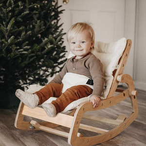 Chaise à bascule pour bébé en bois Couleur bois naturel Chaise inclinable réglable pour enfants Design scandinave - Product Image 2