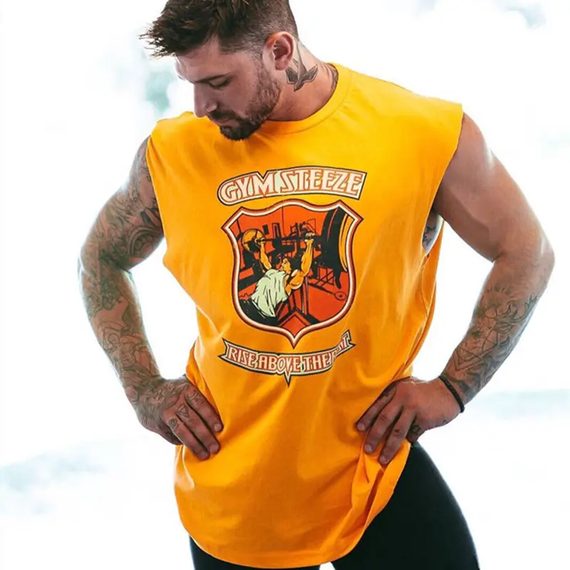 New Fashion Men's Gym Tank Tops hight quality Sleeveless Workout Muscle Tee Custom Workout Singlets Shirt