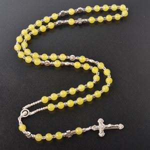 Collier de perles de verre Tespih Tasbih personnalisées 6mm 8mm 10mm perles de chapelet de prière musulman chapelet religieux catholique en argent - Product Image 3