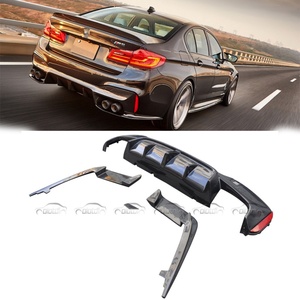 OLOTDI 2018-2022 pour F90 M5 G30 Diffuseur de pare-chocs arrière style 3D en fibre de carbone noir avec nouvelles ouvertures d'échappement à visser - Product Image 2