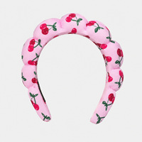 Ensemble de bandeaux et serre-têtes moelleux à imprimé cerises pour spa, avec pinces à cheveux fleur de frangipanier, pour femmes, pour le lavage du visage, les soins de la peau et la décoration capillaire