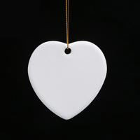 Ornements de Noël en céramique personnalisés, pendentifs à suspendre pour la décoration de l'arbre de Noël, formes de cœur, brillants, sublimation de haute qualité