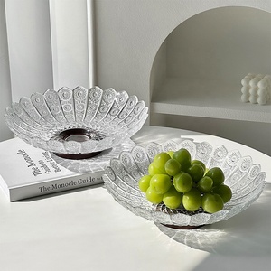 <span class=keywords><strong>Assiette</strong></span> en verre transparente embossée faite à la main de luxe, <span class=keywords><strong>décorative</strong></span>, personnalisée, avec <span class=keywords><strong>pied</strong></span>, <span class=keywords><strong>pour</strong></span> fruits, <span class=keywords><strong>pour</strong></span> événements - Product Image 2