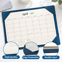 Grand tapis de bureau carré avec calendrier en cuir PU, notes minimalistes pour la liste de tâches et organisateur de planification quotidienne