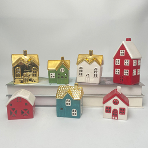 <strong>House</strong> Lantern, Ceramic, White <strong>Tea</strong> <strong>Light</strong> <strong>House</strong> Mini Flameless Christmas Candle <strong>Holder</strong> - Product Image 6