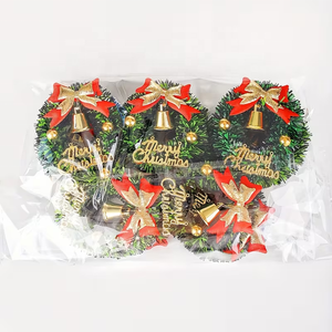 Christmas Decorations Mini Artificial Flower <b>Wreath</b> with Bell Ribbon Star Christmas Tree Accessories Decoration - Product Image 5