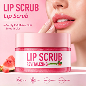 Kit de Soin des Lèvres Rose 2-en-1 Personnalisé avec Logo Privé : Exfoliant et Baume à Lèvres au Sucre de Fraise pour Éclaircir et Hydrater - Product Image 1