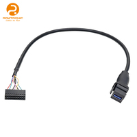 ROMTRONIC OEM USB3.0 IPX4 Conector Hembra Impermeable de 16 Pines, Bloque de Terminales, Arnés de Cableado, Cobre OFC, PVC, 300mm, Control Industrial