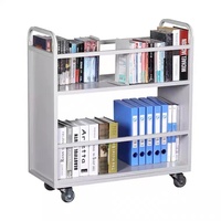 Étagères mobiles avec roues Bibliothèque en acier Équipement scolaire Marches en métal Étagère pour livres Chariot pour livres Bibliothèque Chariot pour livres