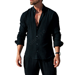 Camicie di <span class=keywords><strong>lino</strong></span> <span class=keywords><strong>uomo</strong></span> all'ingrosso estivo Casual Logo personalizzato <span class=keywords><strong>camicia</strong></span> a manica lunga da <span class=keywords><strong>uomo</strong></span> - Product Image 4