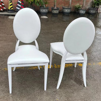 Best-seller Design blanc empilable Cuir PU Dos rond Velours Chaise de mariage pour hôtel, banquet, événement
