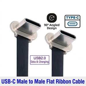 90° Angled Besign Bendable Type-C USB Connector <b>Accessories</b> Bi-directional Flexible Flat Cable Connector for Tablet <b>Computer</b> - Product Image 5
