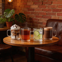 Mugs en verre borosilicate à double paroi de 400 ml (13,5 oz) résistants à la chaleur et au froid, directement de l'usine, tasses à thé en verre à double paroi, mugs à café en verre