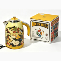 Ensemble grille-pain et bouilloire électrique 2 tranches, design rétro floral, acier inoxydable, 1800W, ébullition rapide, pour la cuisine et le petit-déjeuner à domicile