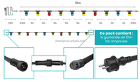Guirlande lumineuse LED extérieure en caoutchouc plat durable, étanche IP65, avec douille E27 pour jardin français, camping, terrasse