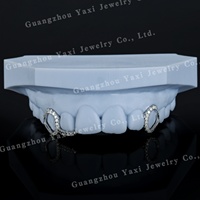 Grillz dentaires de haute qualité en argent 925 et or massif, style Hip Hop, avec pierres rondes taille brillant certifiées par un tiers