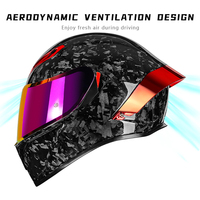 Casque de moto intégral haut de gamme en usine en Fiber de carbone double lentille Big Tail Quick Release Crash Racing DOT Approved All