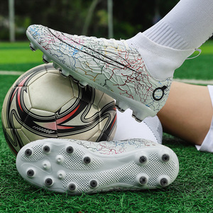 Chaussures de football pour hommes, tige synthétique, doublure en mesh, semelle extérieure en caoutchouc, semelle intermédiaire en EVA, crampons TF, chaussures de football d'entraînement d'été - Product Image 3