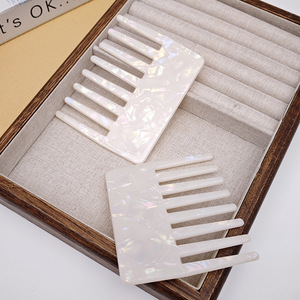 European American <strong>Acetic</strong> <strong>Acid</strong> Board Hair Combs Fashion Exquisite Anti-static Marble Pattern Wide Teeth Comb Hair Acetate - Product Image 1
