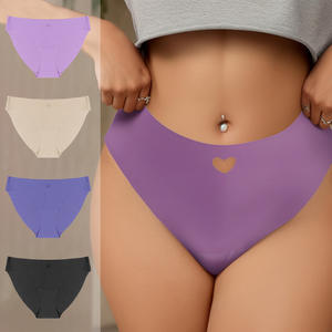 Bikini américano-européen de grande taille, sous-vêtement mince antibactérien respirant en soie glacée à haute élasticité, slip féminin doux et taille basse - Product Image 1